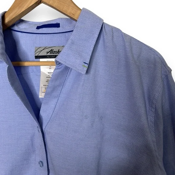 Alaska Luly Yang Blue Long Sleeve Button Down Flight Attendant Uniform Shirt 3XL - Picture 4 of 6